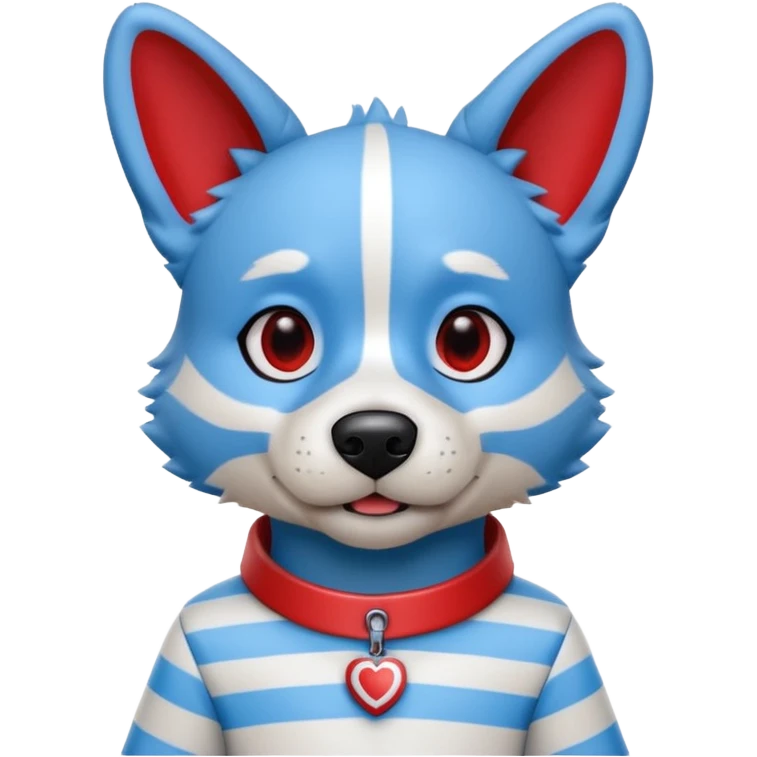 blue dog with red stripes fursuiter emoji
