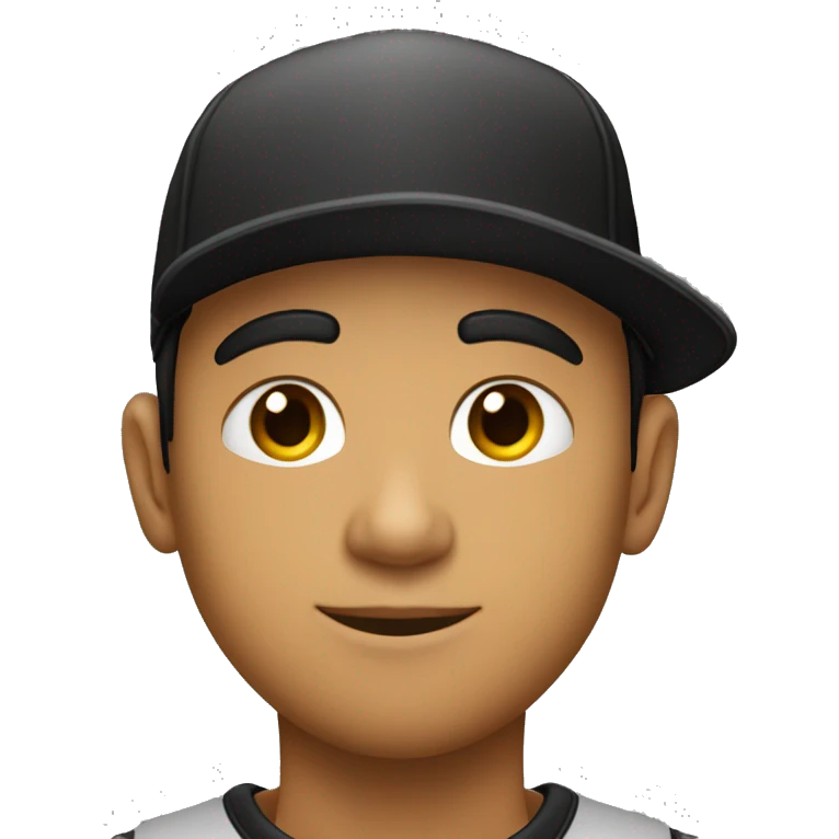 pfp moreno con aros y joven pelo rizado ojos negros y con gorra negra emoji