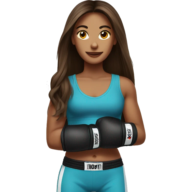 à beatiful long hair brunette with boxer gloves emoji