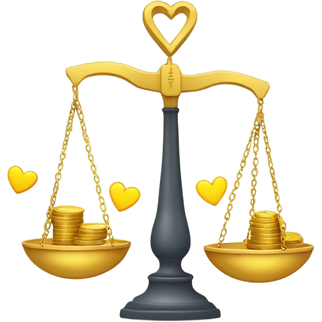 Scales between love and money emoji