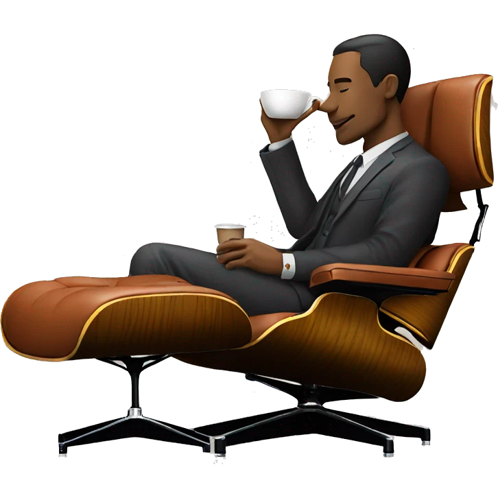 A person drinking coffee while sitting on an eames lounge chair  emoji