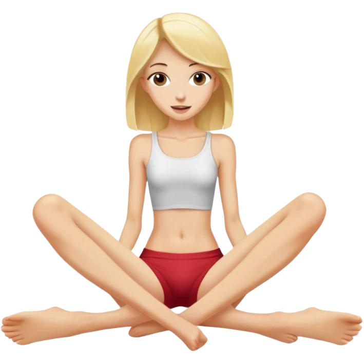 a skinny blonde girl with spread legs emoji