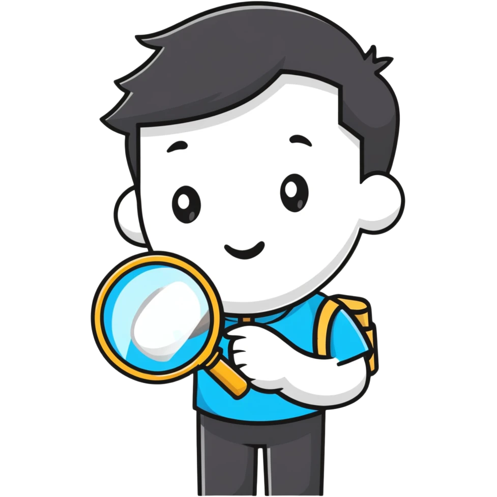 student holding a magnifying glass emoji