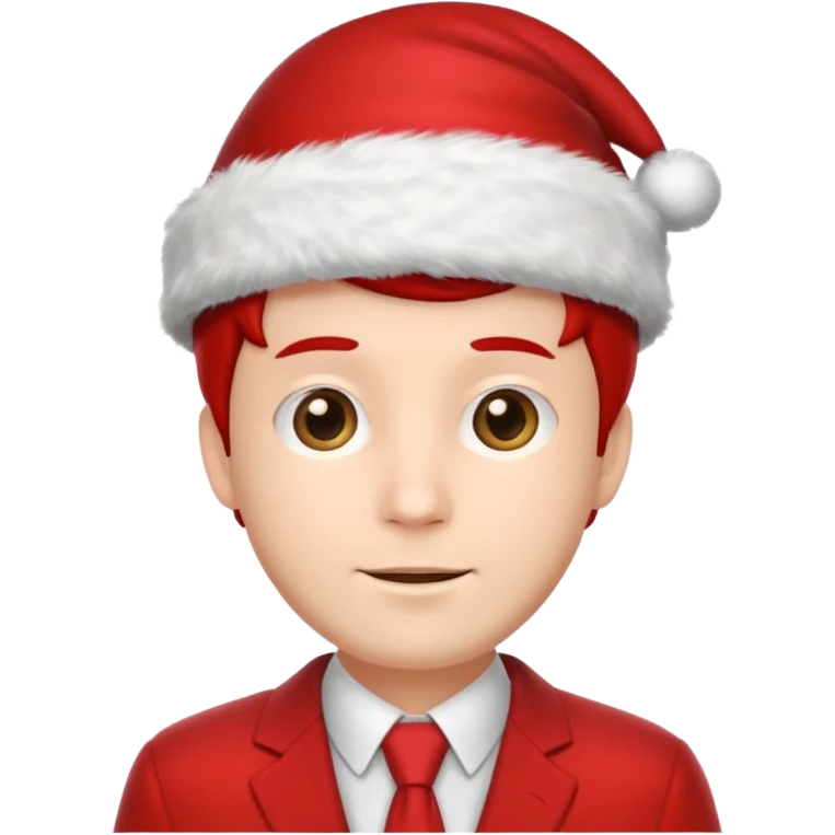 a man in red suits with christmas hat emoji