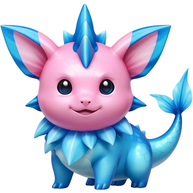 Shiny colorful Vaporeon-Clefairy-Pokémon-hybrid-creature emoji