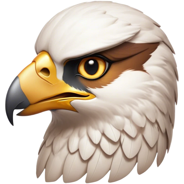 Cinematic Noble Falcon Portrait Emoji, Poised and majestic, with a streamlined, muscular build, a sharply hooked beak, and intense, piercing eyes that exude focus and speed, Simplified yet sharp and sophisticated features, highly detailed, glowing with a soft, amber radiance, high shine, intelligent and commanding, stylized with an air of aerial authority, focused and swift, soft glowing outline, capturing the essence of a watchful and confident falcon that appears ready to soar out of the screen with effortless power! emoji