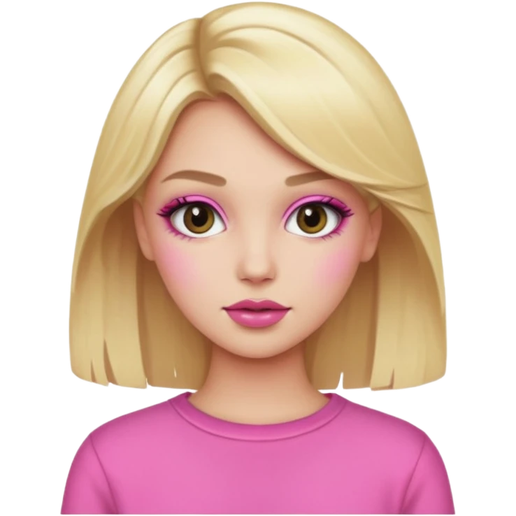 blonde girl, pink clothes, trendy heavy makeup emoji