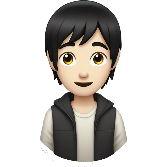 an emoji of a pale skinned boy with straight black hair and open ears, with black eyes emoji