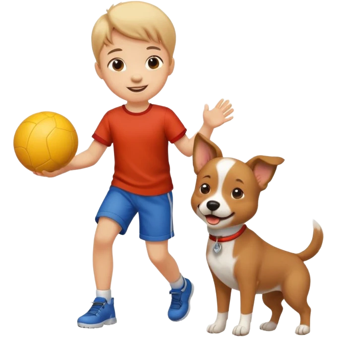 kid and dog playing with ball emoji