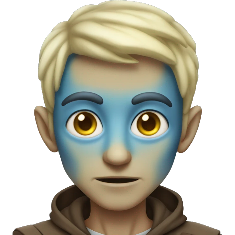 male alien blue skin yellow eyes pointed ears brown hair emoji