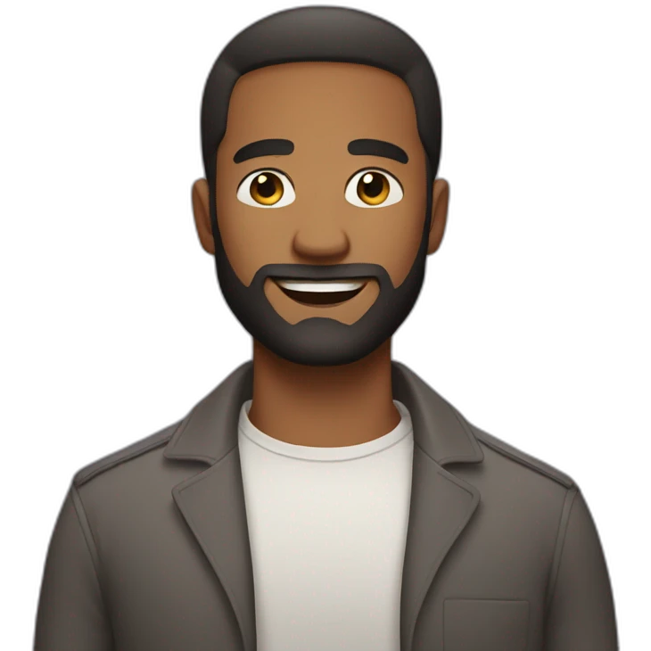 confident man with beard with straight hair emoji