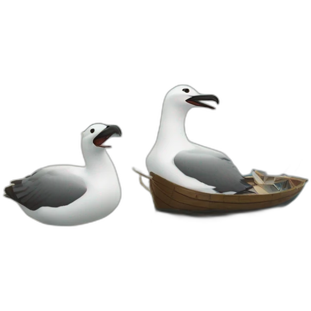 two albatrosses and one sailboat emoji