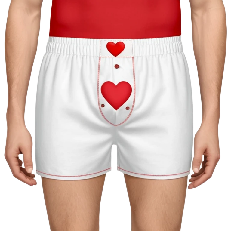 white men's boxer shorts with red heart print emoji