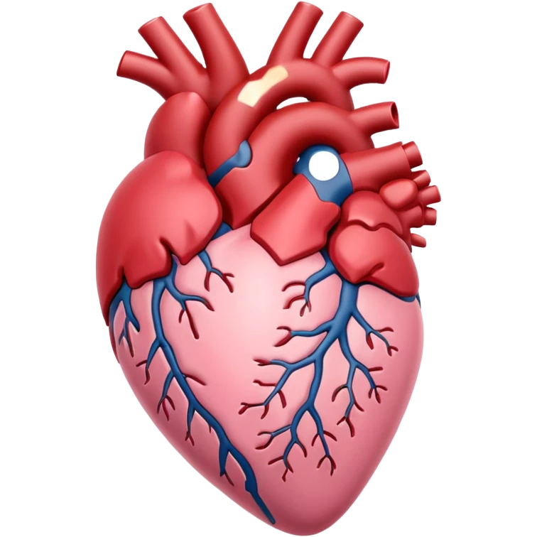 Anatomical heart, soft pink color from reference, light, iOS emoji style emoji
