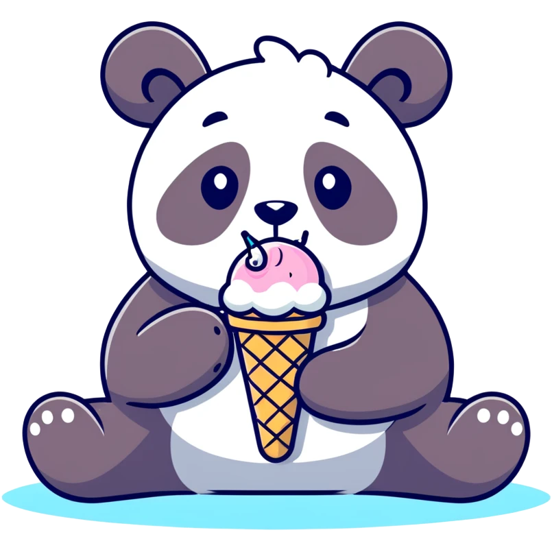 Panda eating ice cream emoji