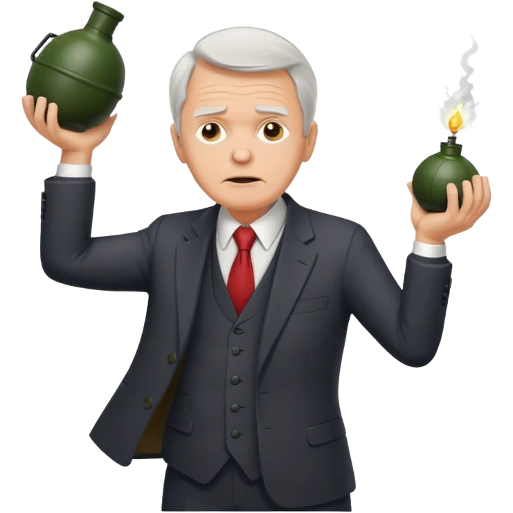 old white man in a suit throwing a grenade emoji