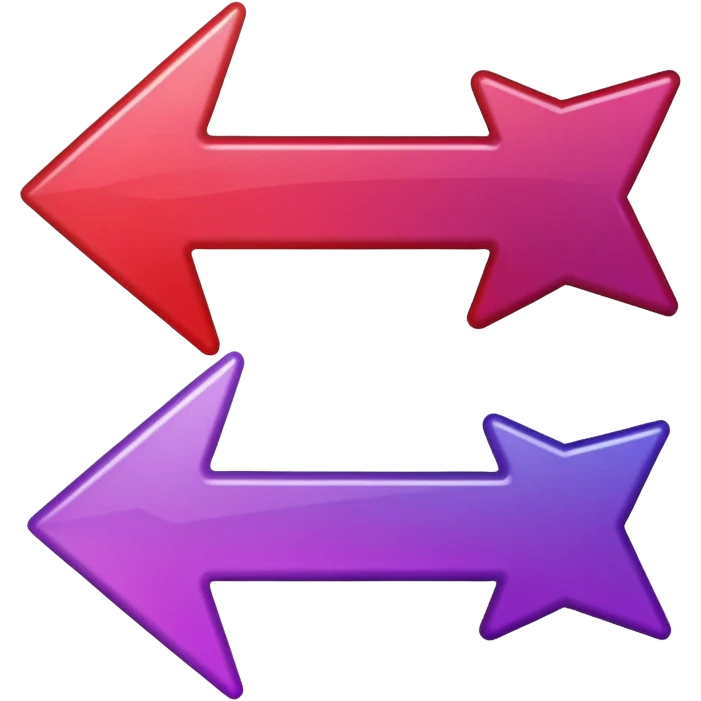 color gradient between red and purple glitter arrow left emoji