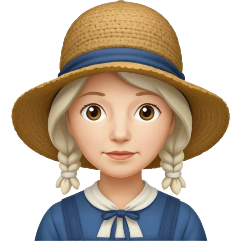 Puritan farmer female middle age white bonnet hat amish emoji