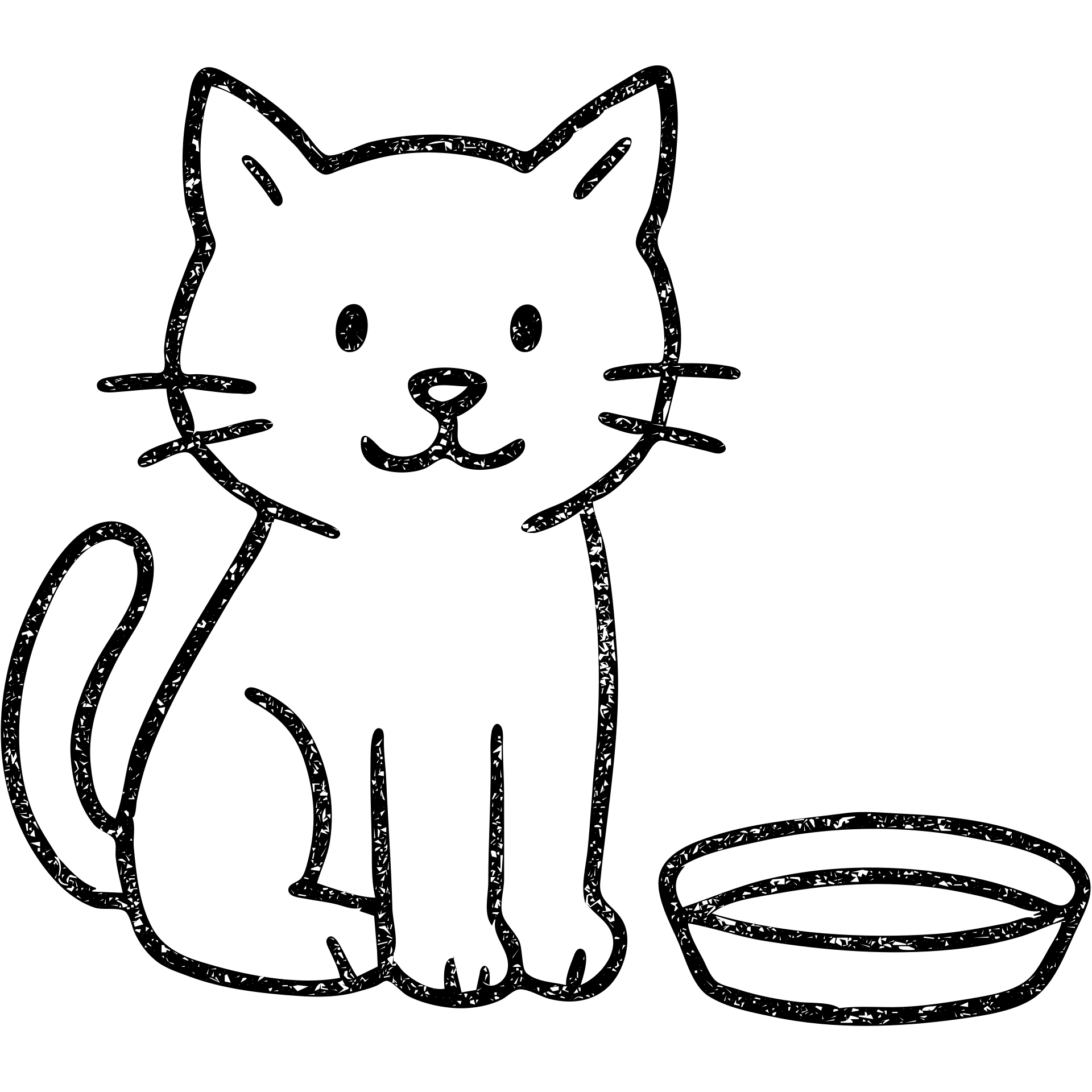 hand drawn outlined icon of a cat with a saucer of milk emoji