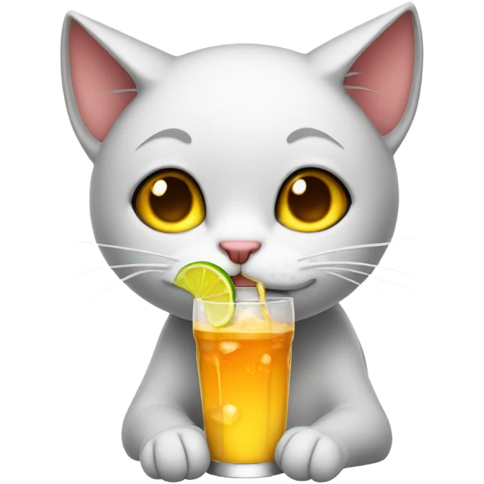 Crying cat with a drink emoji