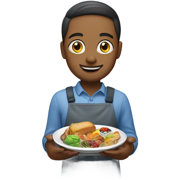 a customer who is holding his meal emoji