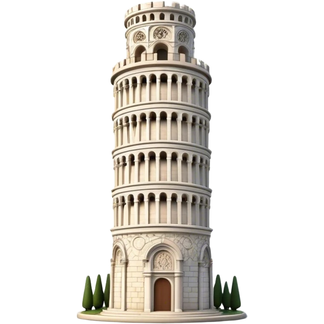 Cinematic Realistic Leaning Tower of Pisa Landmark Emoji, showcasing the iconic medieval tower with intricate stonework rendered with dynamic lighting and detailed textures. emoji