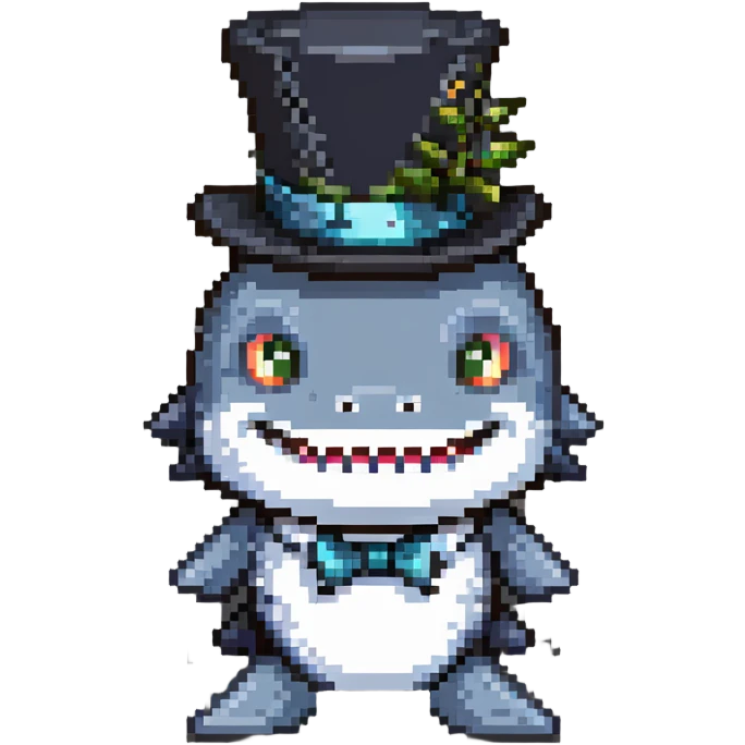 shark with a tophat front view emoji
