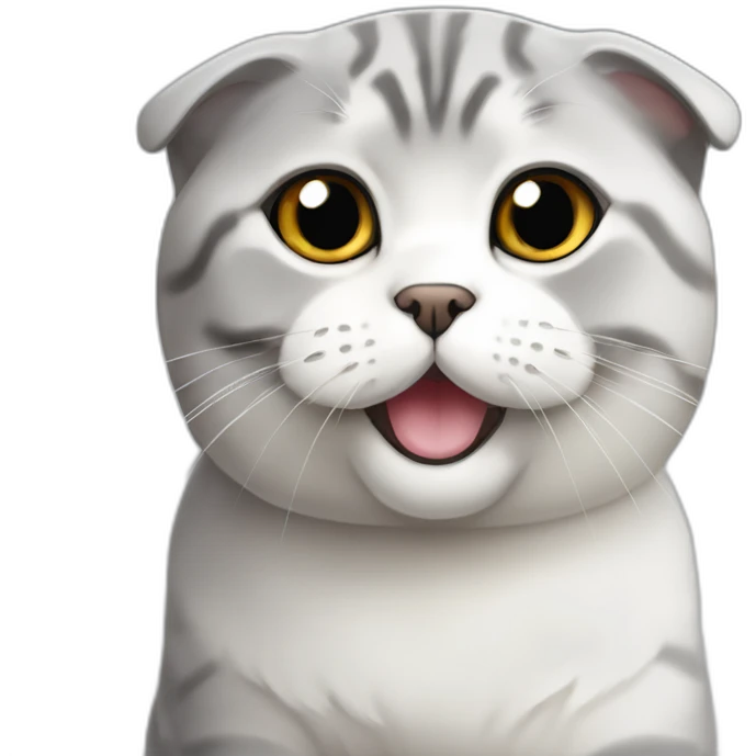 silver gradient scottish fold  blinking emoji