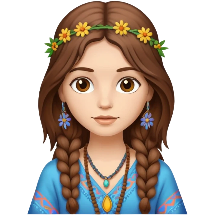 hippie chic girl with brown hair emoji