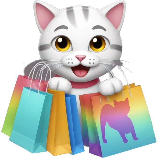 happy gay cat with shopping bags emoji