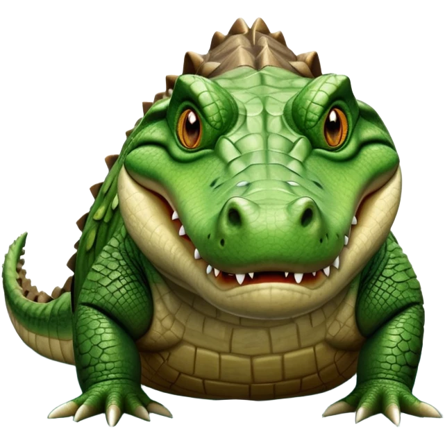 cinematic-crocodile-realistic-full-body-on all fours-emoji,-massive-scaled-body-partially-submerged-in-shallow-water,-head-tilted-dramatically,-rough-green-and-brown-hide-textured-with-deep-ridges,-simplified-yet-realistic-focused-features, head held high emoji