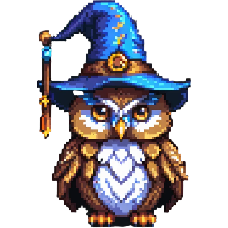 Owl with a wizard hat emoji