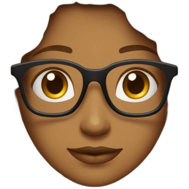 haz un emoji de un hermosa de 25 años de piel morena y cabello castaño obscuro que use lentes de pasta negra emoji