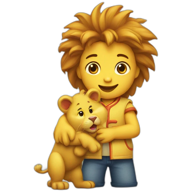 Enfant de poule et lion emoji