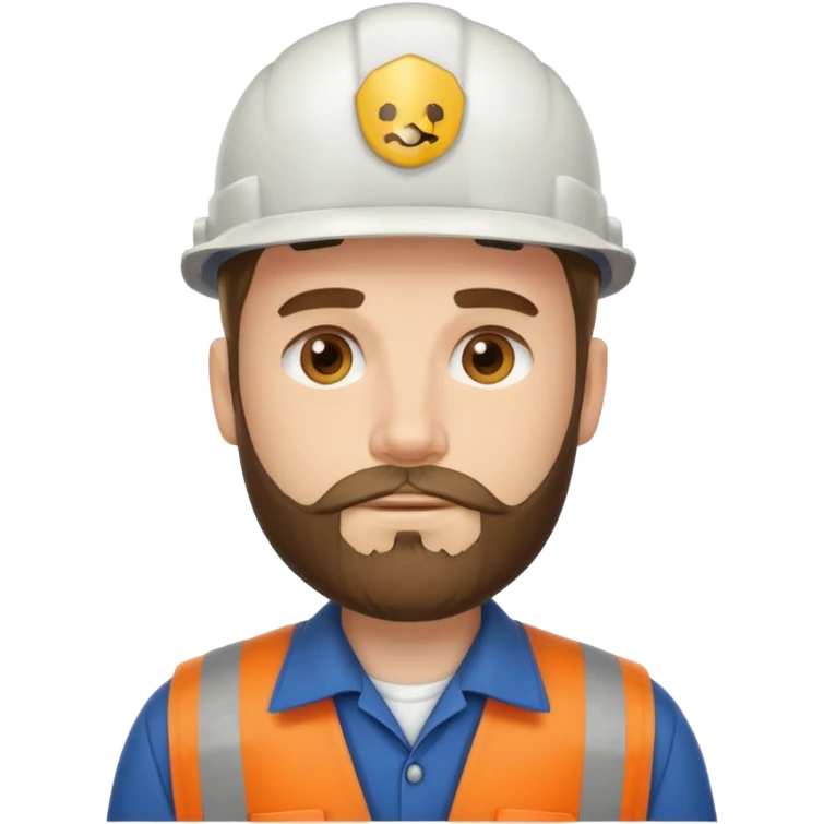 white men with beard wear worker's uniform emoji
