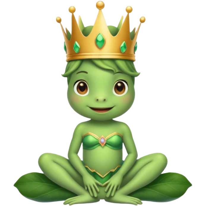 cute frog princess sitting on bed emoji