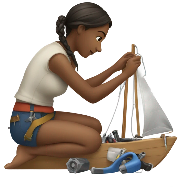 girl repairing sailboat emoji