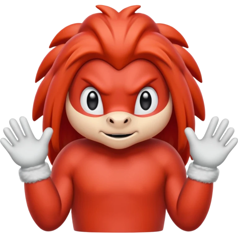 Sonic the hedgehogs friend knuckles a red animal with peach arms and white gloves emoji