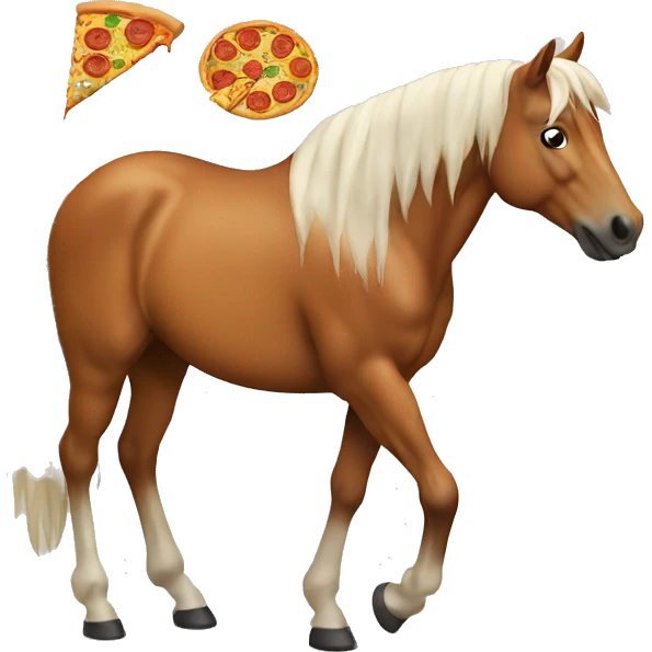 Horse eating a pizza emoji