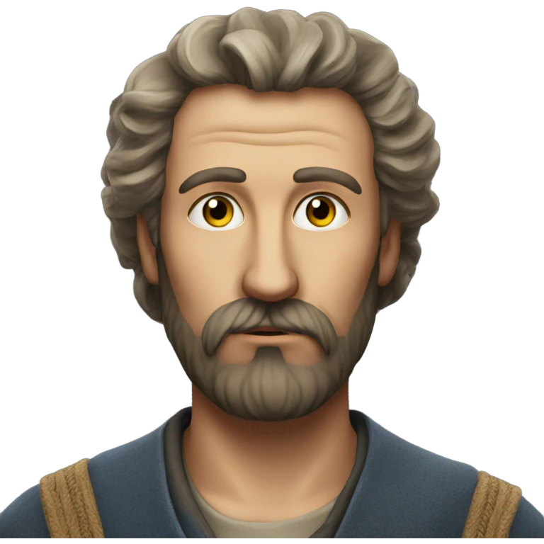 Russian peasant with a beard photorealistic serious emoji
