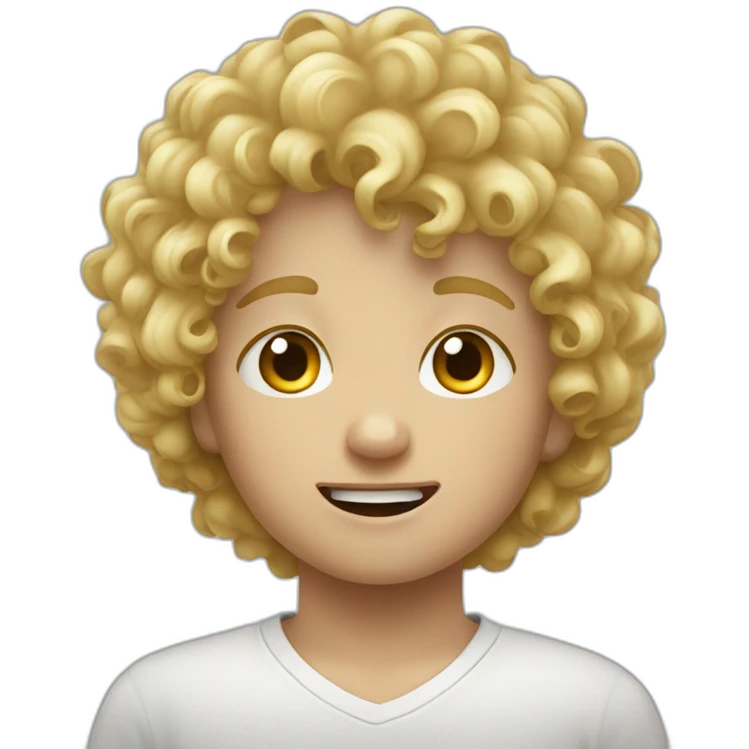 A curly haired blond kid cry emoji