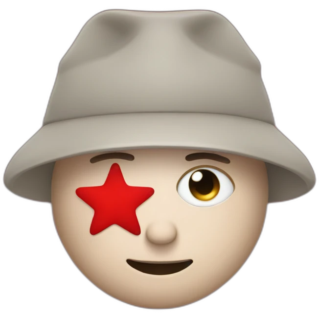 person with ushanka hat and a red star covering his eye emoji