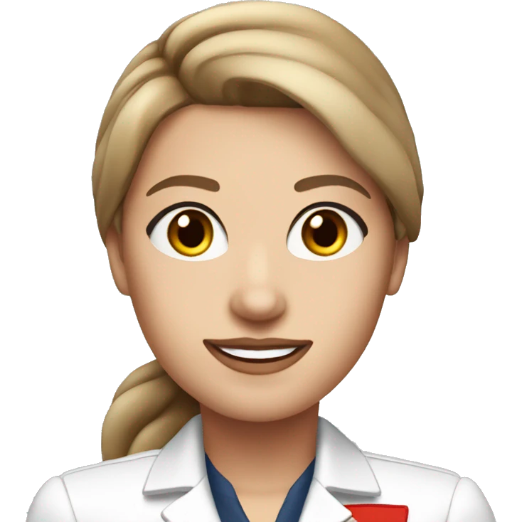 White Stewardess in red uniform with long brown hair and brown eyes emoji