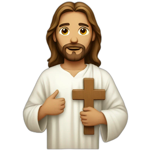 Jesus wearing a shirt with a cross emoji