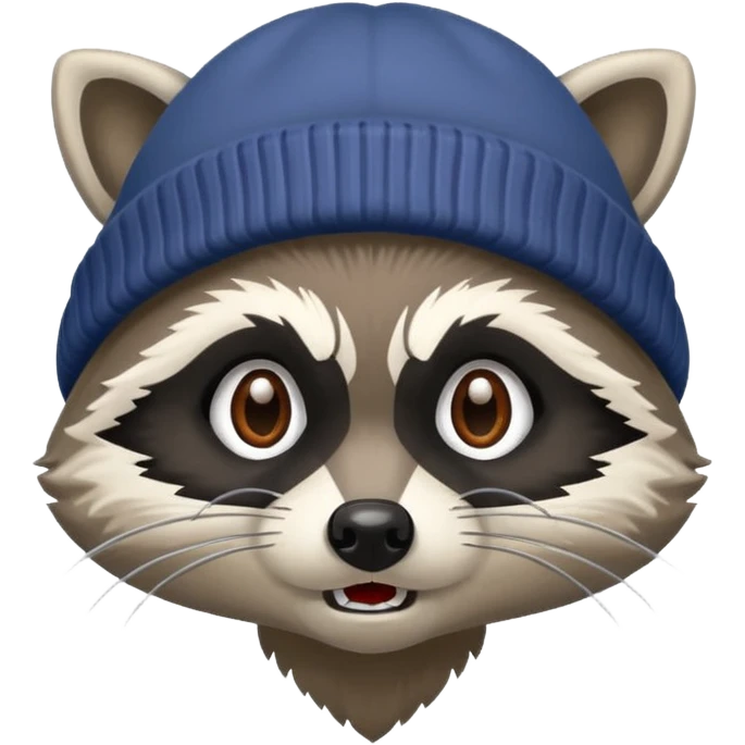 Angry Raccoon bandit with beanie hat emoji