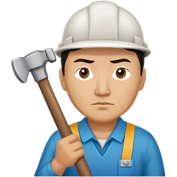 serious kazakh worker middle age photorealistic with hammer emoji