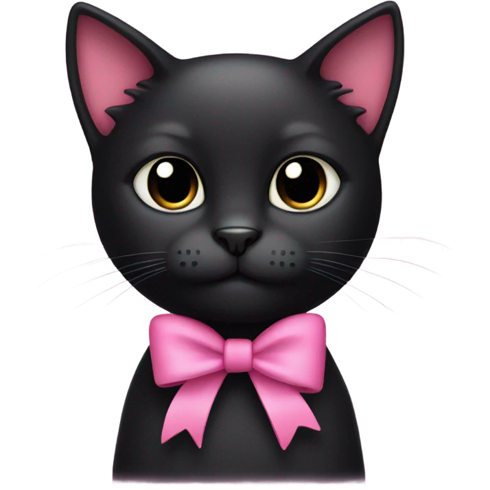 Black cat with a pink bow emoji