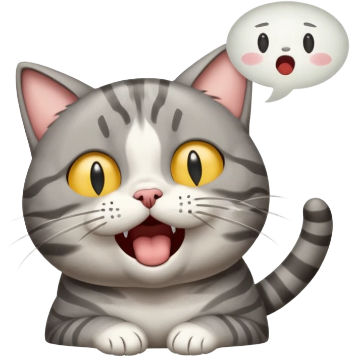 Cat meme, a gray tabby cat holding its head and screaming, with its eyes closed and mouth open, looking annoyed emoji