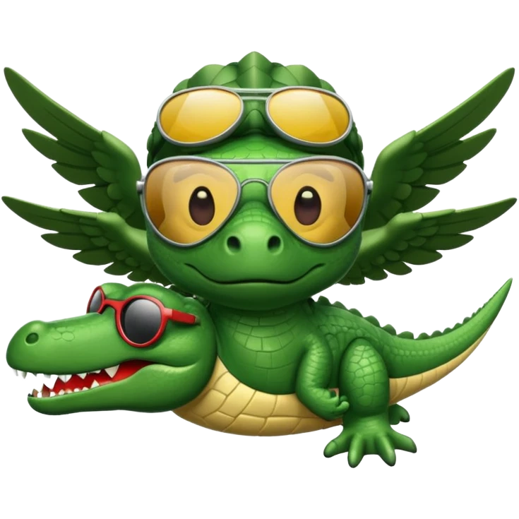 Cocodrilo con alas de avión  emoji