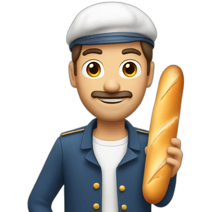 french man holding a baguette emoji
